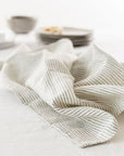 100% French Linen Tea Towel - Set 2 - Charcoal Pinstripe