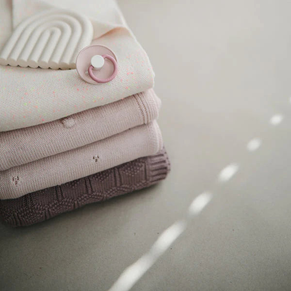 Knitted Blanket - Textured Dots Blush