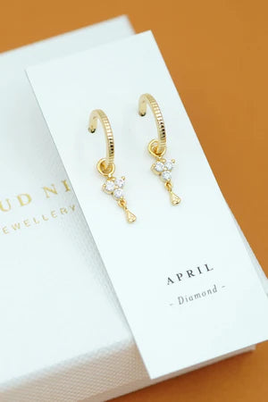 Birthstone Hoops | April | Gold