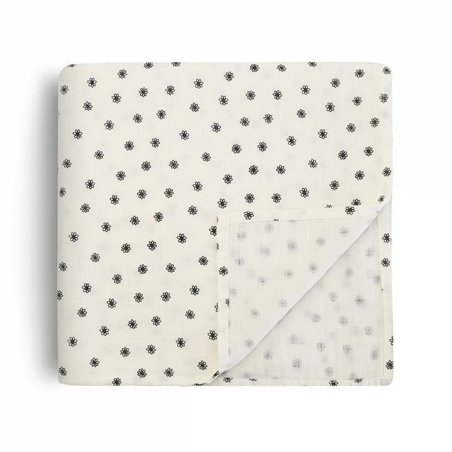 Mushie Swaddle - Black Daisy