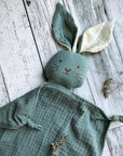 Organic Muslin Bunny Lovey Sage with Milk Ears