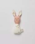 Organic Muslin Bunny Rattle Daisy + Pink