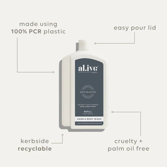 1ltr  Wash Refill - Coconut & Wild Orange
