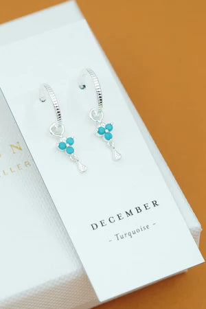 Birthstone Hoops | December | Silver