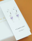Birthstone Hoops | February | Silver