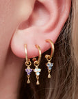 Birthstone Hoops | February | Gold