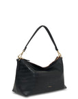 Claudia Shoulder Bag | Black Croc