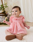 Organic Cotton Frannie Playsuit - Swiss Pink