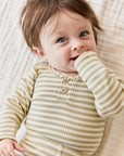 Long Sleeve Bodysuit - Slim Stripe Pampas/Sun Rays