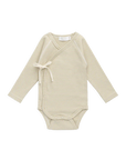 Organic Cotton Fine Rib Micah Long Sleeve Playsuit - Petite Stripe Hay/Cloud