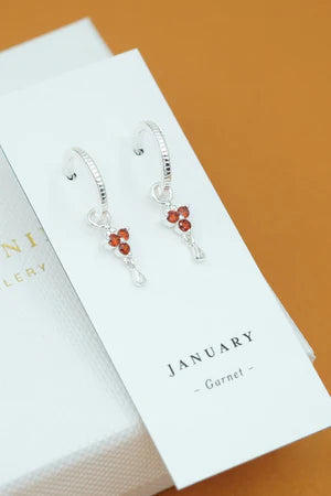 Birthstone Hoops | January | Silver