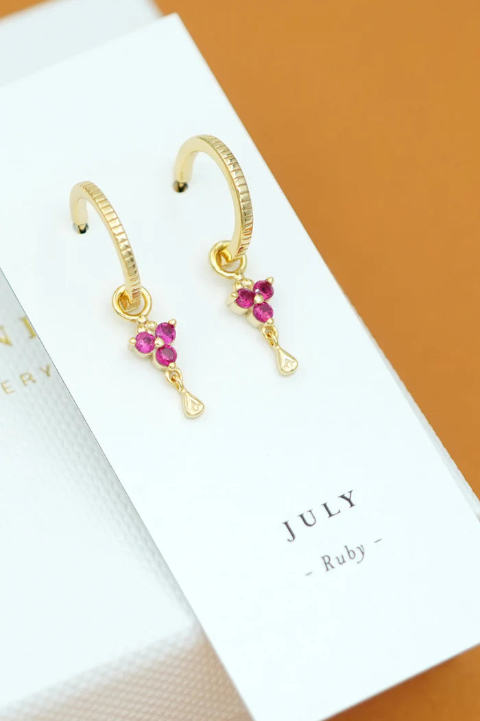 Birthstone Hoops | July | Gold