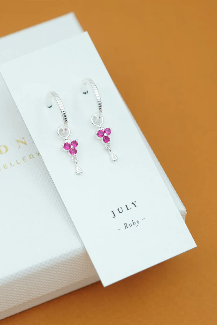 Birthstone Hoops | July | Silver