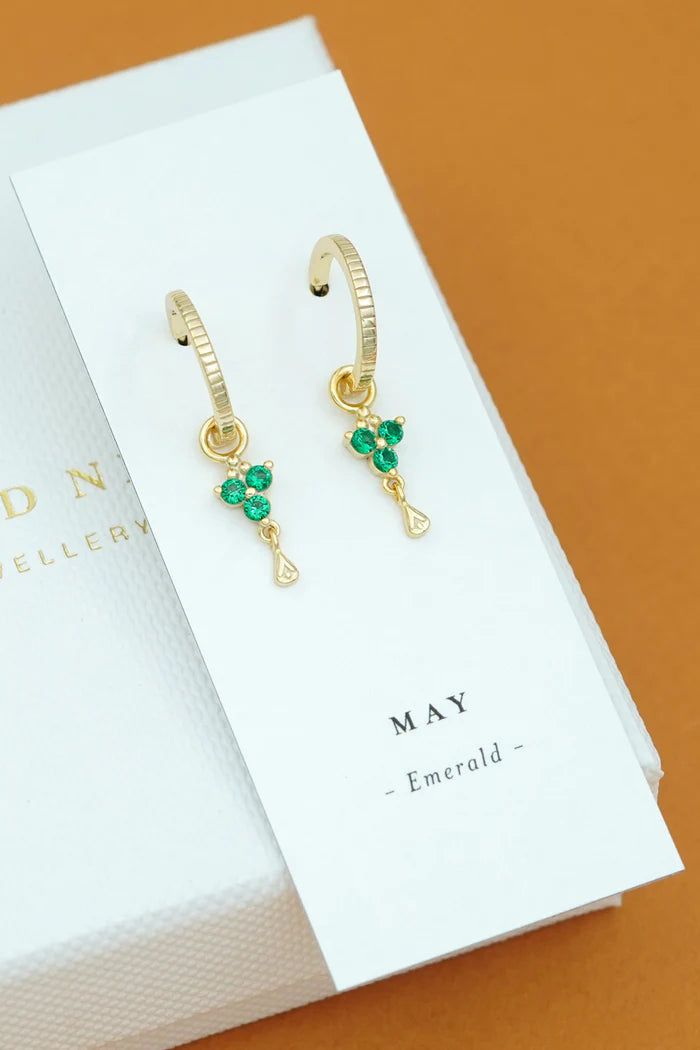 Birthstone Hoops | May | Gold