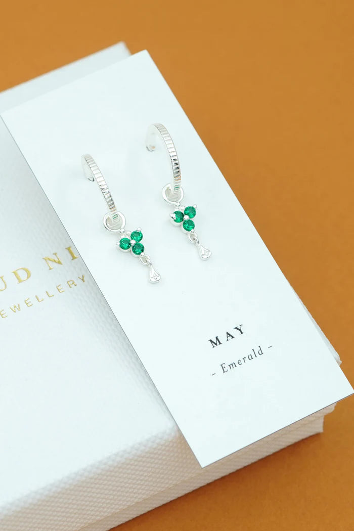 Birthstone Hoops | May | Silver