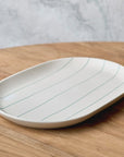 Coastal Junction Oval Tray / Cream with Green Stripe