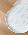 Coastal Junction Oval Tray / Cream with Green Stripe