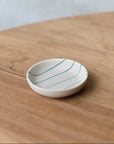 Coastal Junction Condiment Bowl / Cream with Green Stripe