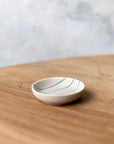 Coastal Junction Condiment Bowl / Cream with Green Stripe