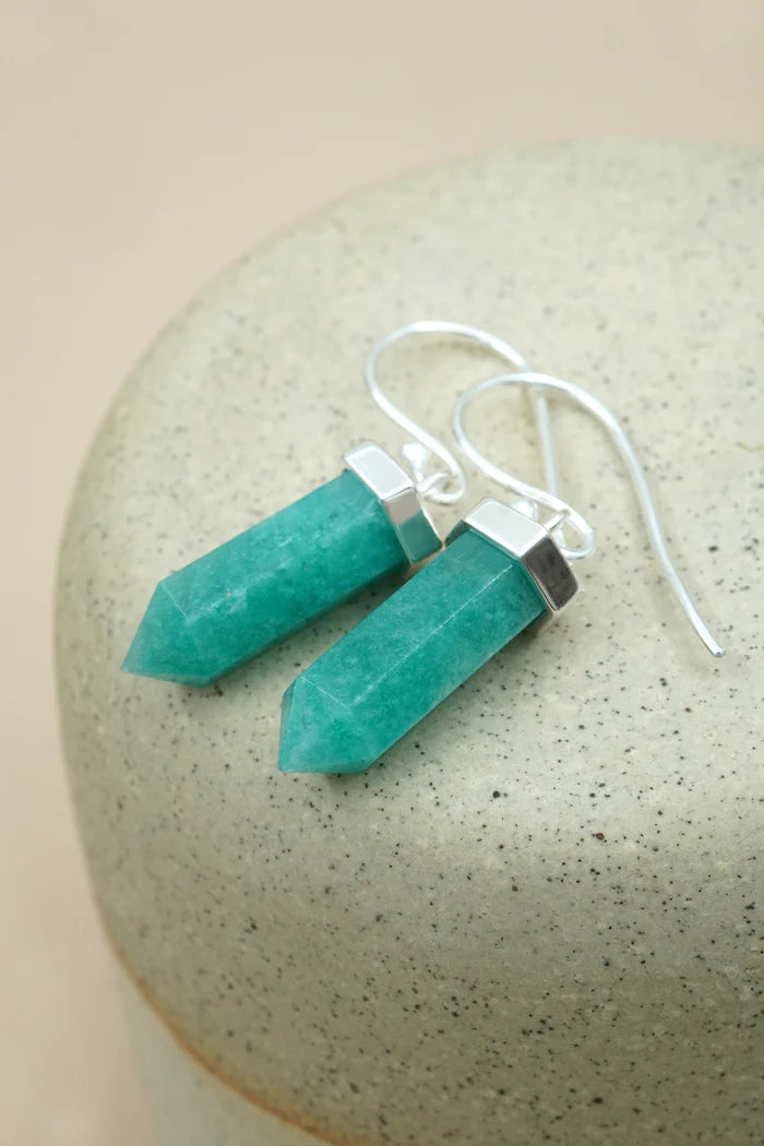 Amazonite True Voice Earrings - Silver