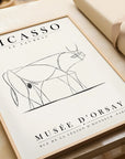 Abstract Bull Line Art by Pablo Picasso | A2 | Oak Box Frame