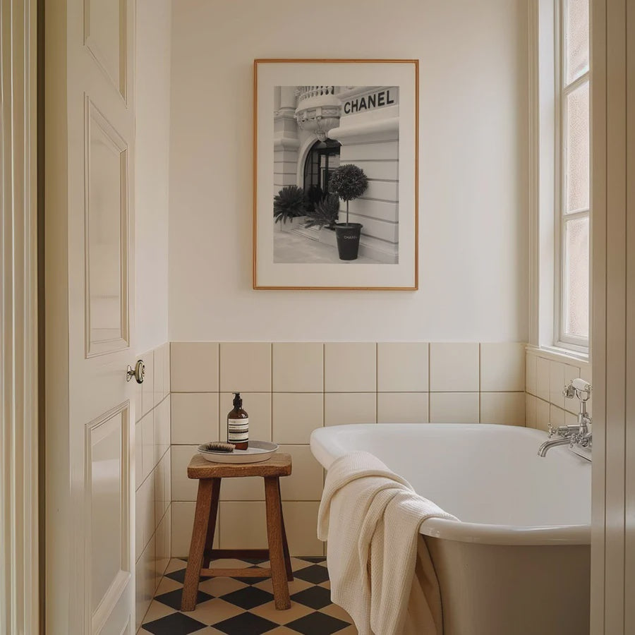 Chanel Boutique Store | Oak Box Frame | A1 wWhite Border