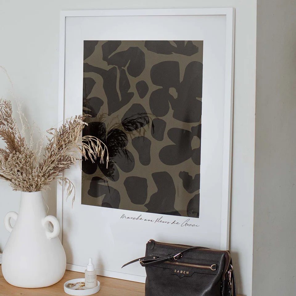 Gucci Flower Market Print | Khaki | Black Frame A2