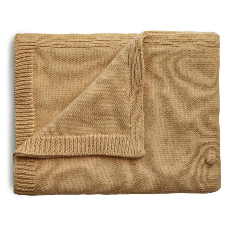 Knitted Dots Blanket | Mustard