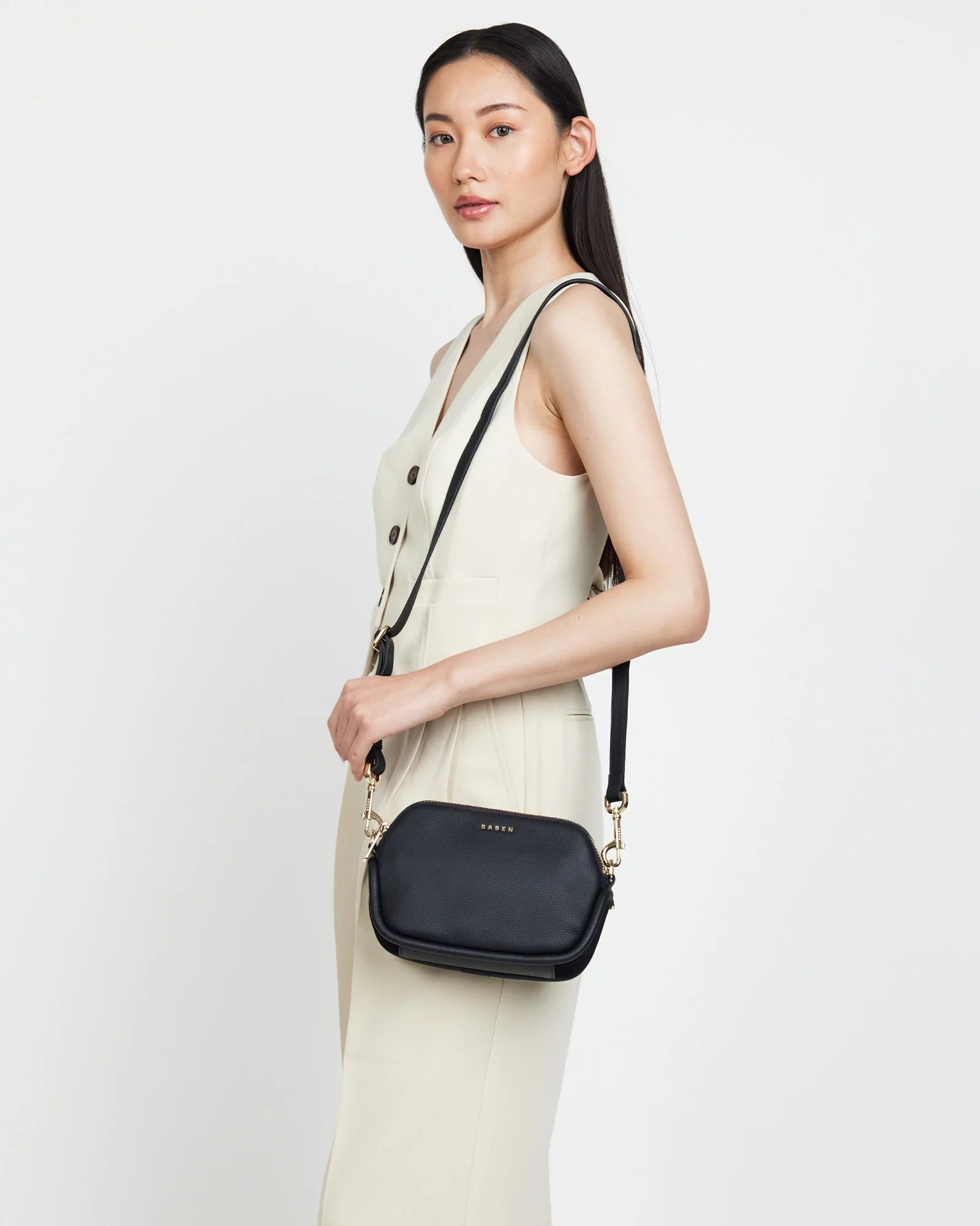 Odile Crossbody | Black + Suede