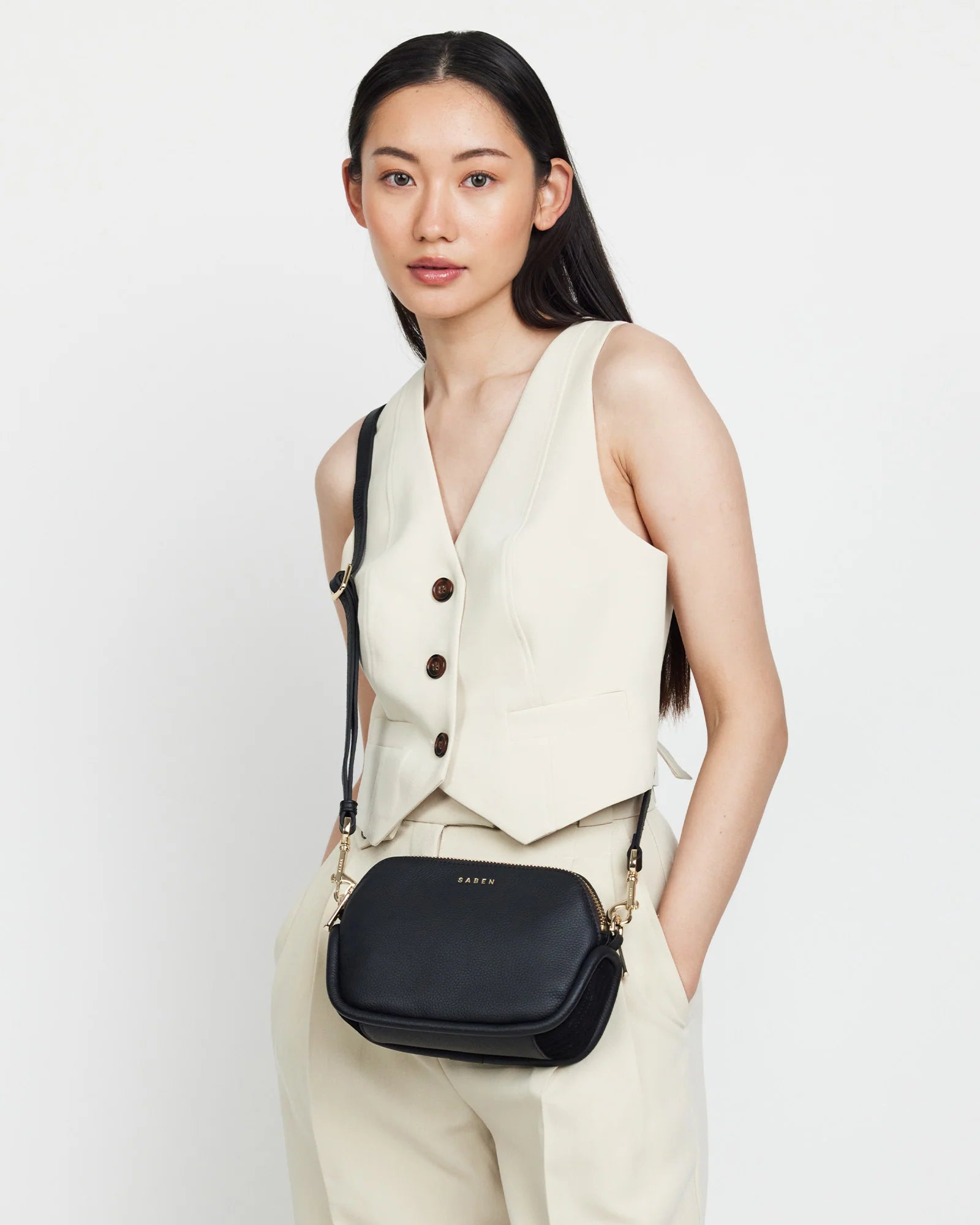 Odile Crossbody | Black + Suede