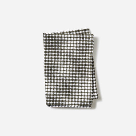 Gingham Washed Cotton Tea Towel | Olive