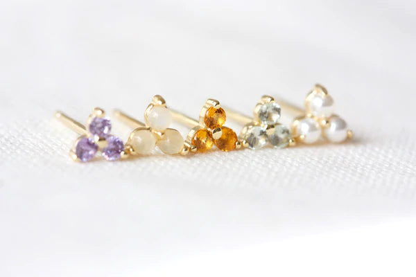 Birthstone Studs | February | Gold