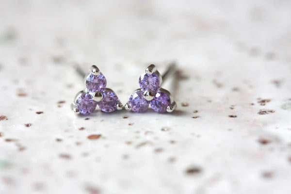 Birthstone Studs | February | Silver