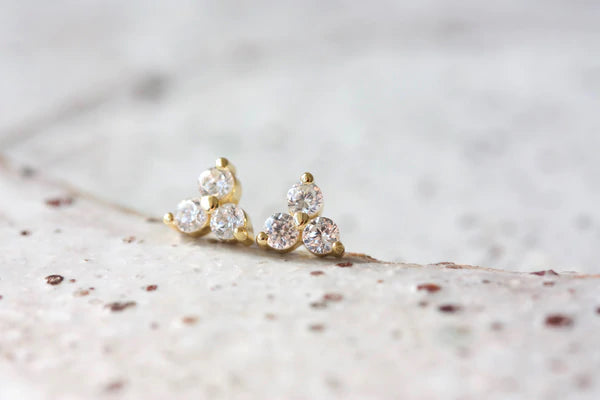 Birthstone Studs | April | Gold