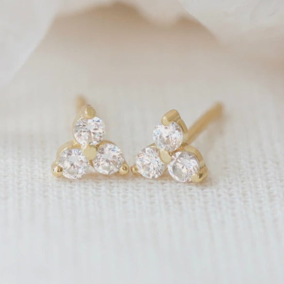 Birthstone Studs | April | Gold