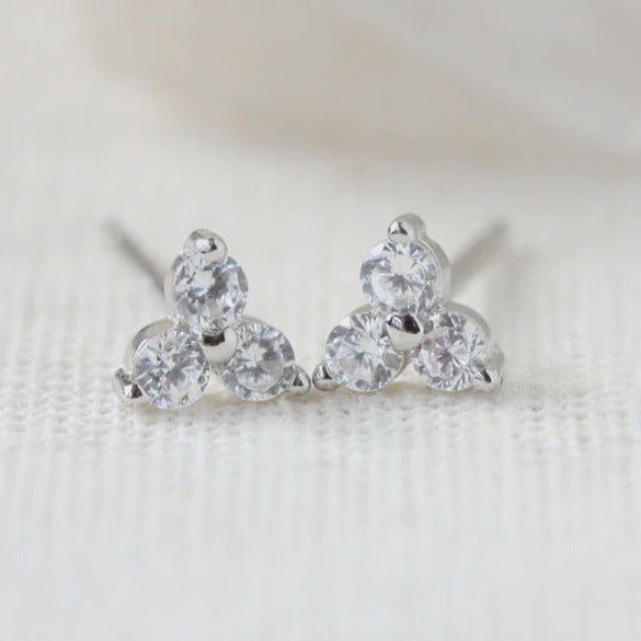 Birthstone Studs | April | Silver
