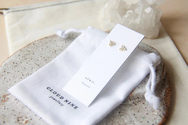 Birthstone Studs | April | Silver
