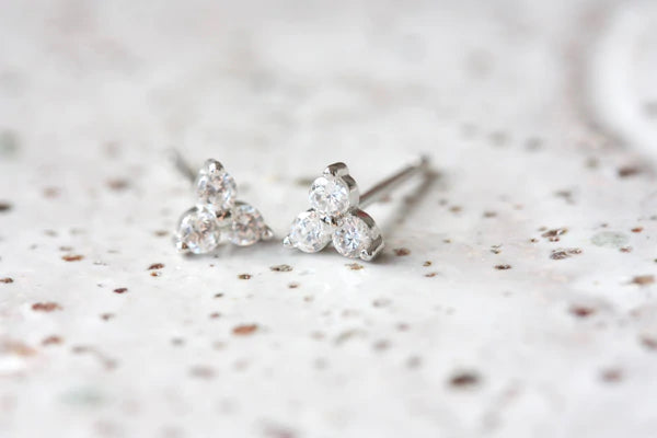 Birthstone Studs | April | Silver