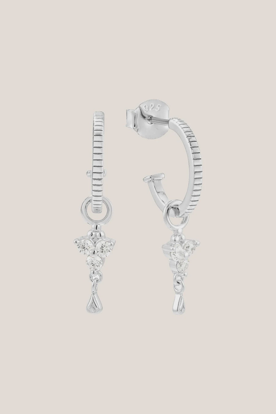 Birthstone Hoops | April | Silver