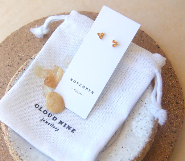 Birthstone Studs | November | Gold
