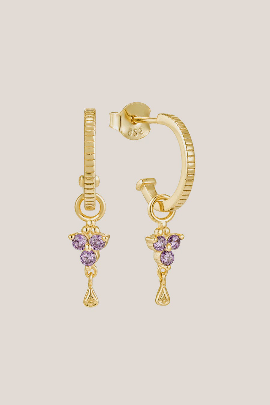 Birthstone Hoops | February | Gold