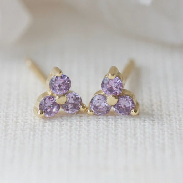 Birthstone Studs | February | Gold