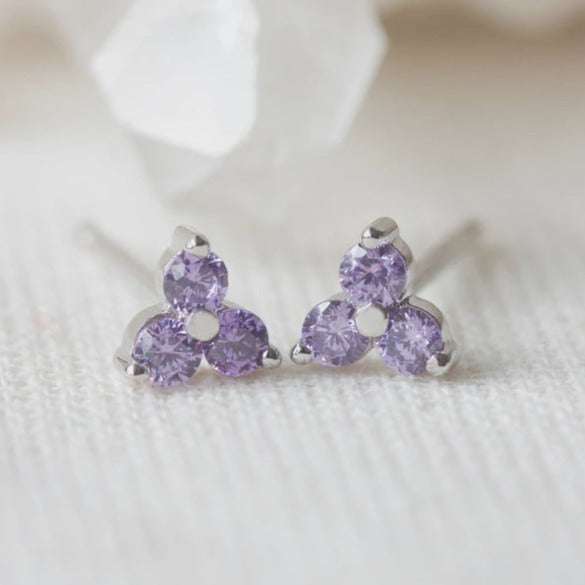 Birthstone Studs | February | Silver