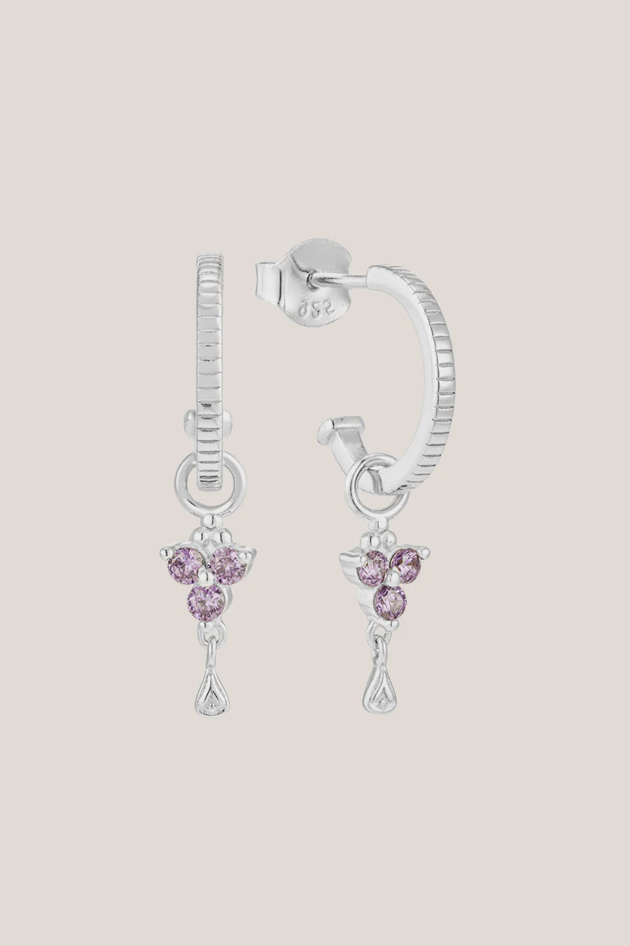 Birthstone Hoops | February | Silver