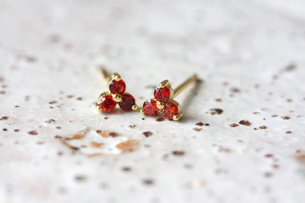 Birthstone Studs | January | Gold
