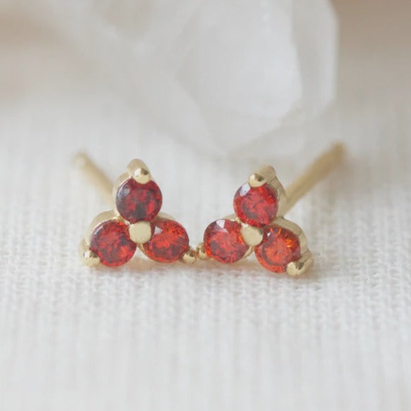 Birthstone Studs | January | Gold