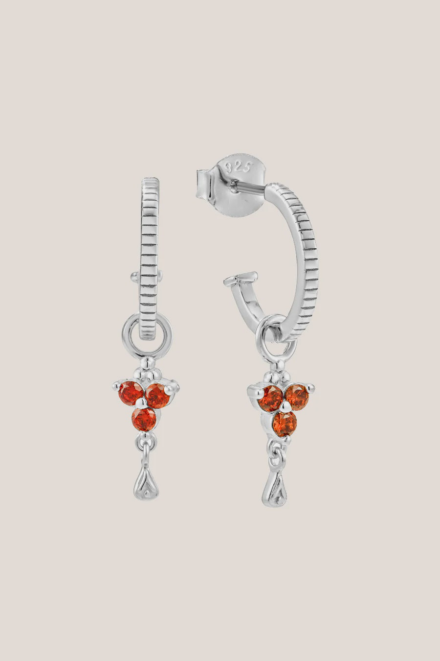 Birthstone Hoops | January | Silver