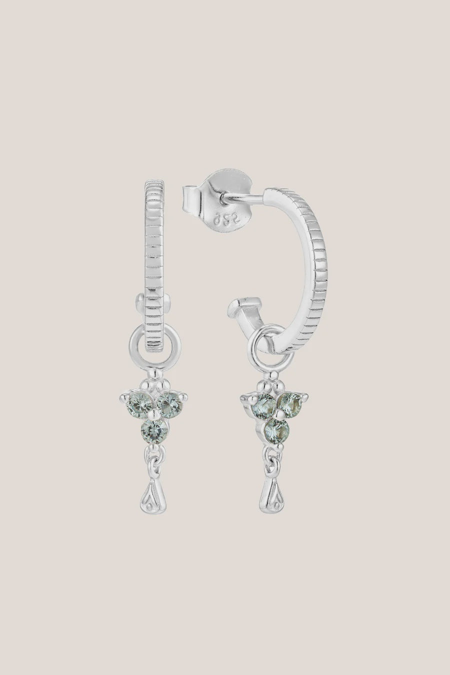 Birthstone Hoops | March | Silver