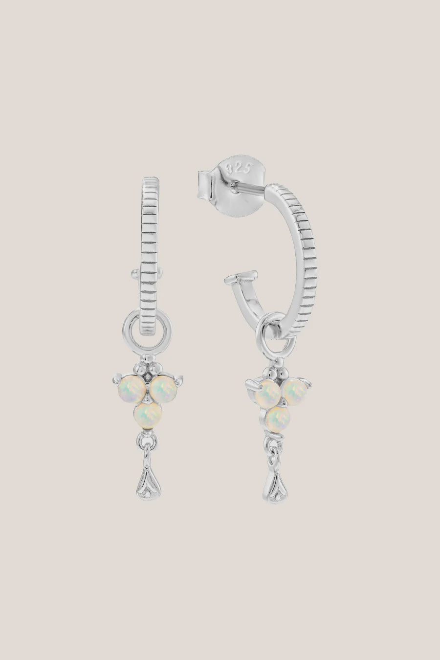 Birthstone Hoops | October | Silver