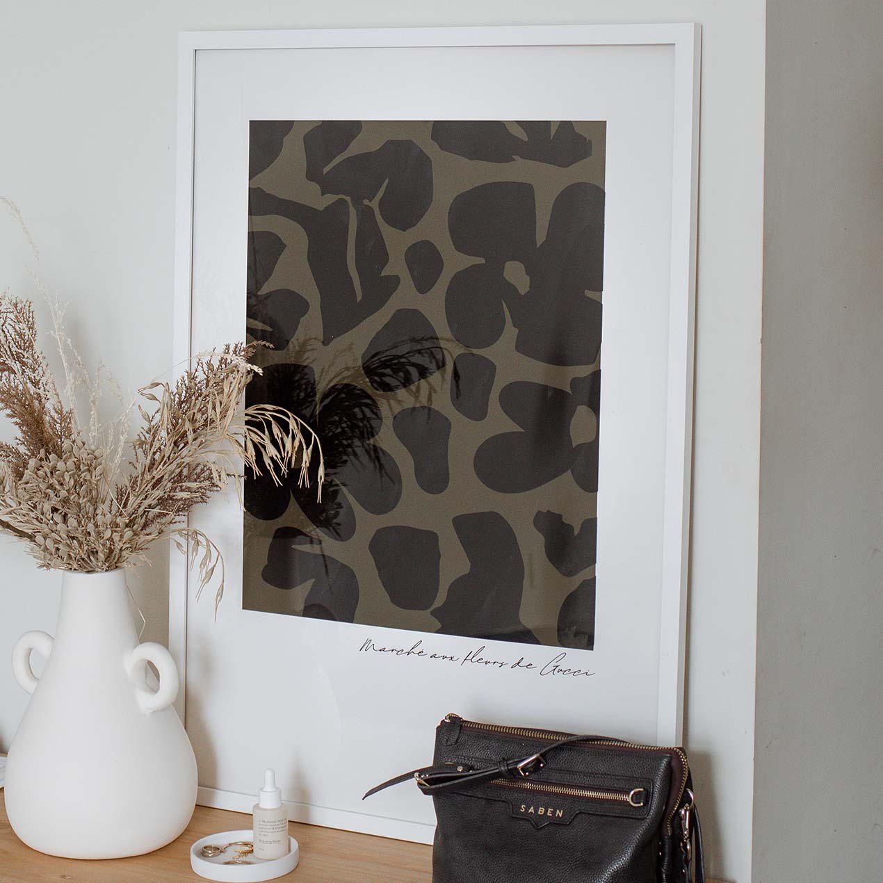 Gucci Flower Market Print | Khaki | White Frame A2